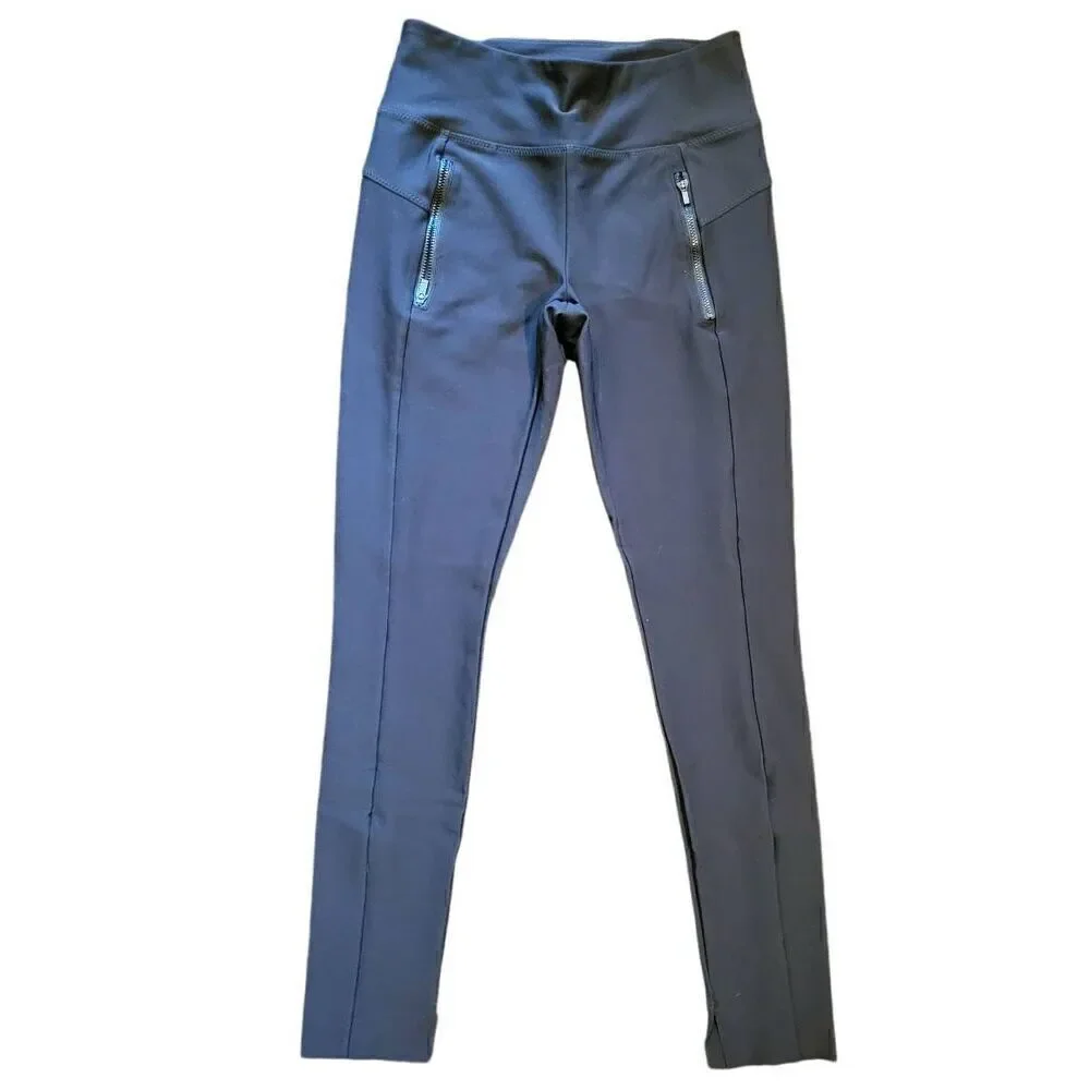 Athleta Stellar Tights Women's XS Black Notched Zip Pockets Comfort